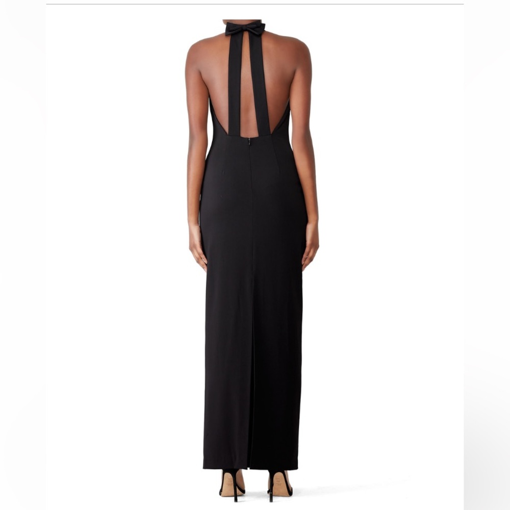 Badgley Mischka Black Bow Back Gown Dress